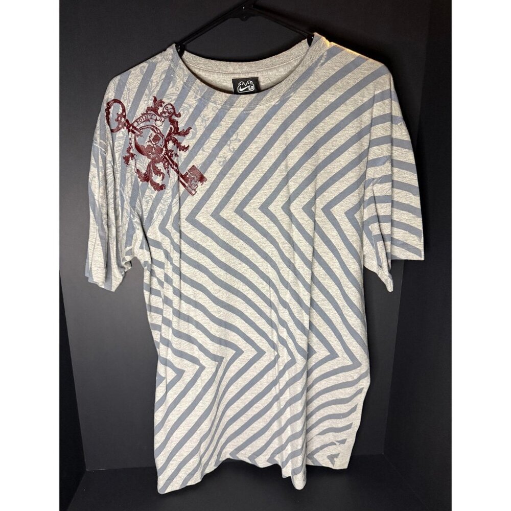 Nike 6.0 Skull Key T-Shirt Gray Mens XL Tee Horror Striped Y2K RARE 149389